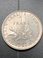 1 Franc Frankrijk 1967 - Zilveren Munt, Verzenden, Frankrijk, Losse munt, Zilver