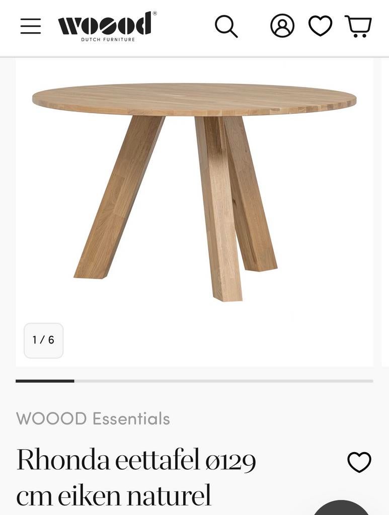 Ronde Rhonda Eettafel - Ø 129 cm tafel, Huis en Inrichting, Tafels | Eettafels, Ophalen, 100 tot 150 cm, Zo goed als nieuw, Vier personen