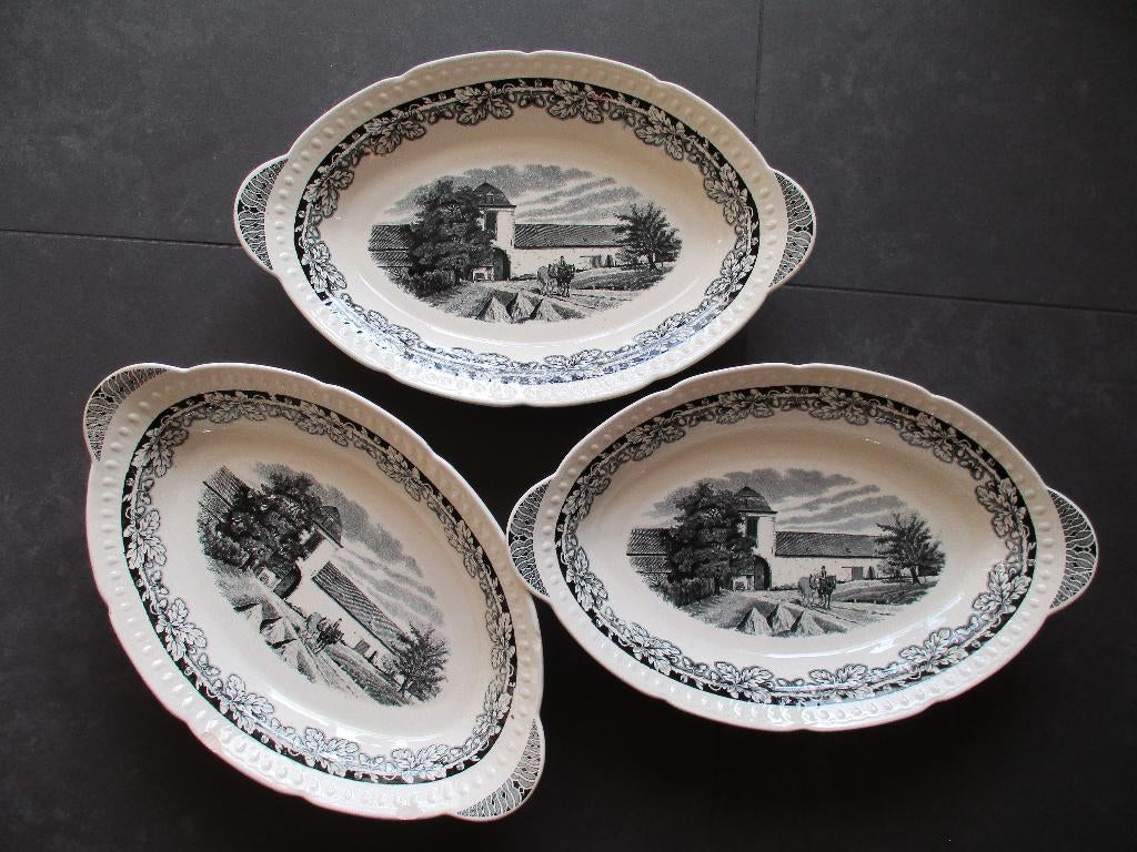 Boerenhoeve zwart broodschalen, Antiek en Kunst, Antiek | Servies los, Ophalen