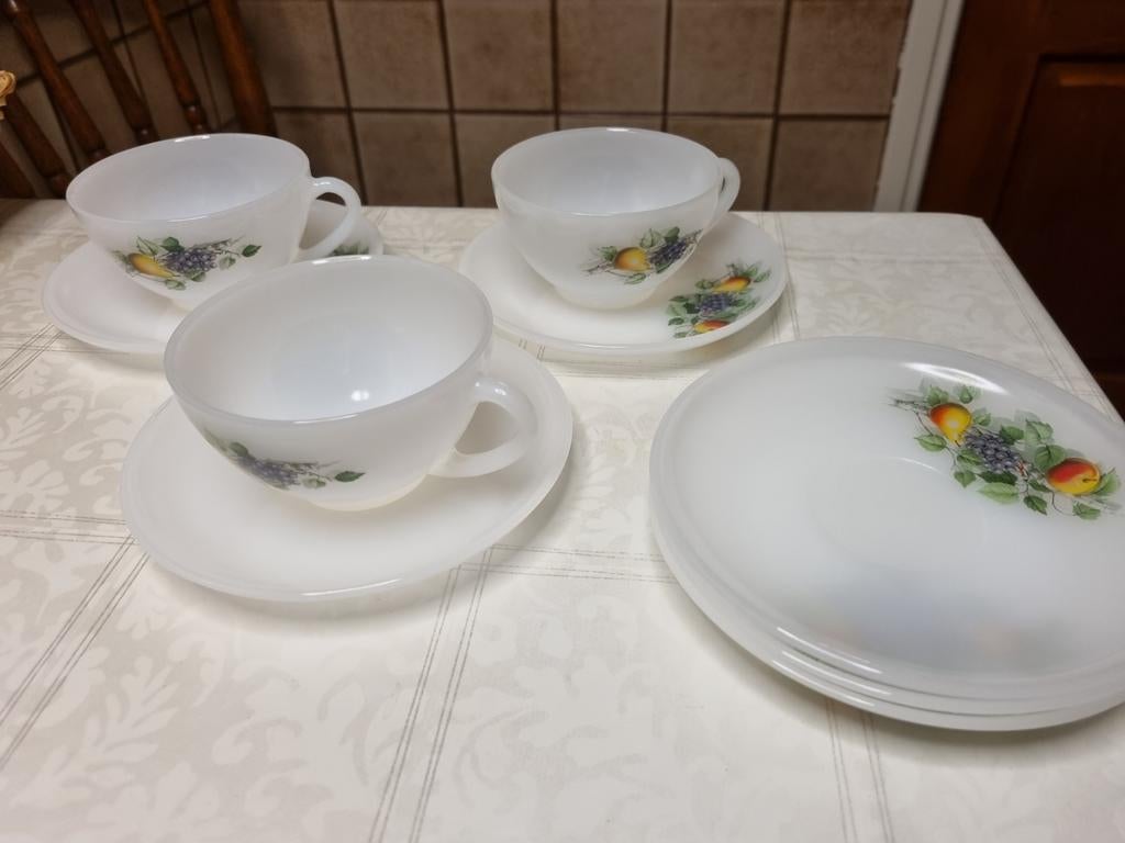 Acropal kop en schotels + 3 bordjes Fruits de France, Antiek en Kunst, Ophalen of Verzenden