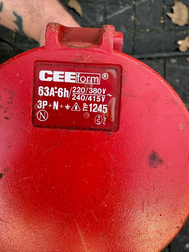 Krachtstroom verlengkabels 63A (15m) en 32A (45m), Doe-het-zelf en Verbouw, Elektra en Kabels, Ophalen, Gebruikt, Kabel of Snoer