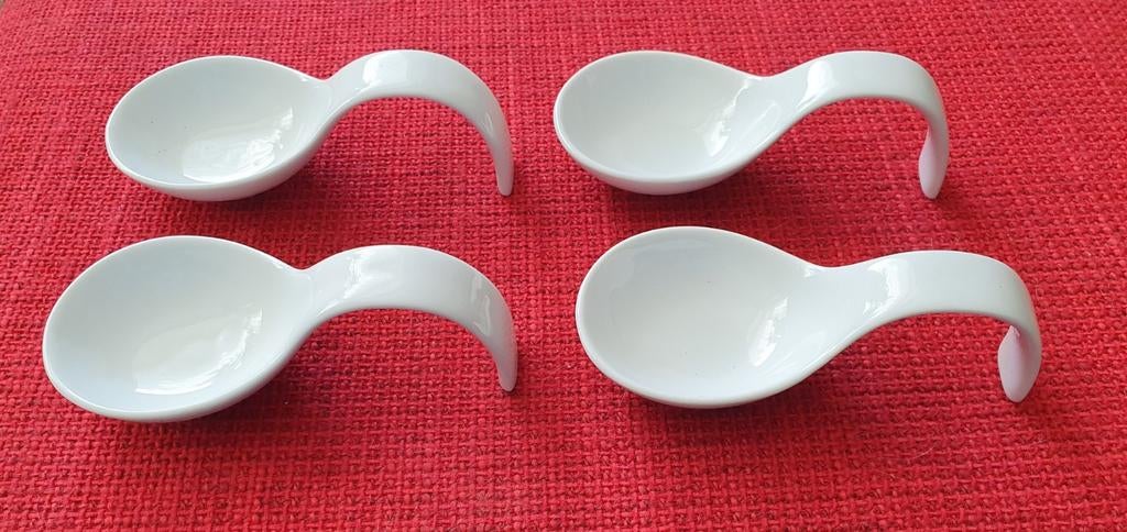 4 Nieuwe Amuse Lepels - Wit Porselein, Verzenden, Nieuw, Overige materialen, Los bestek