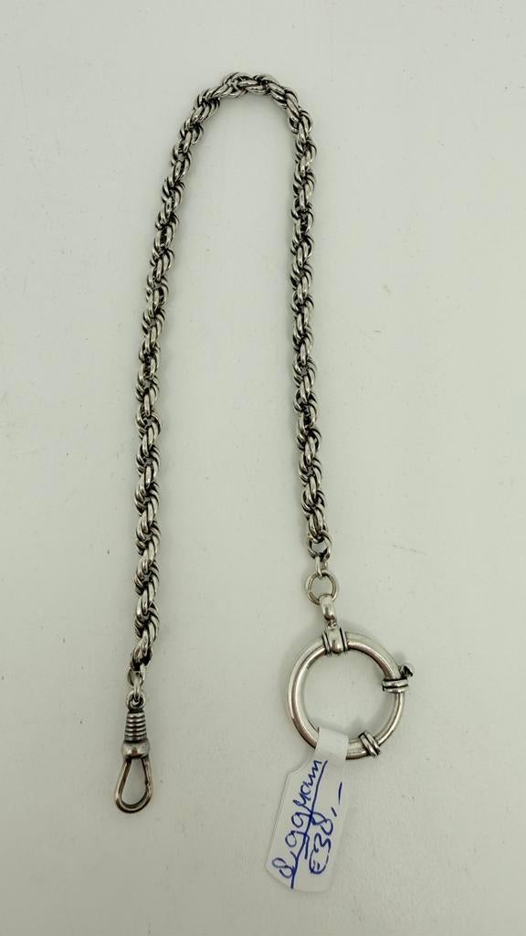 Zilveren horloge ketting. Lengte: 27,4 cm., Antiek en Kunst, Verzenden, Zilver