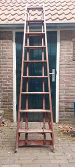 Antiek houten uitschuifbare trap ladder, Ophalen, Gebruikt, Trap, 2 tot 4 meter