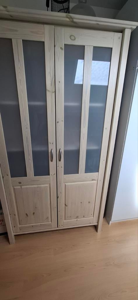 Houten kledingkast met glazen deuren, Ophalen of Verzenden, 50 tot 75 cm, 100 tot 150 cm, 150 tot 200 cm