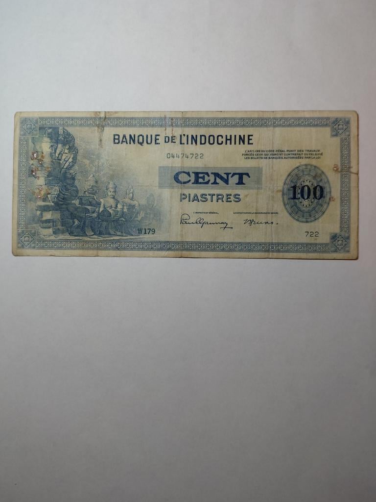 Indochine 100 piastres 1945, Ophalen of Verzenden, Midden-Oosten