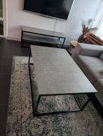 Salontafel en TV-meubel set - Grijs met zwart frame, Huis en Inrichting, Tafels | Salontafels, Ophalen, Gebruikt, Overige materialen