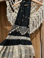 Zwoele vakantie jurk: kort voor, lang achter, met schelpen, Zwart, Ophalen of Verzenden, Zo goed als nieuw, Maat 36 (S)