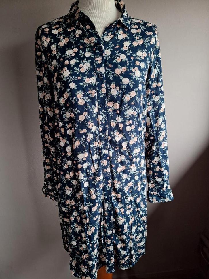 Nieuwe blauwe stretch blouse jurk print van C&A, maat M/38, Kleding | Dames, Jurken, Nieuw, Maat 38/40 (M), Blauw, Boven de knie