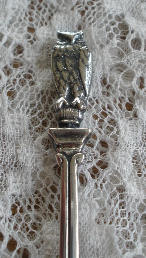 Oud verzilverd lepeltje - Wereld Natoor Fonds - Uil  (O-BLD), Ophalen of Verzenden