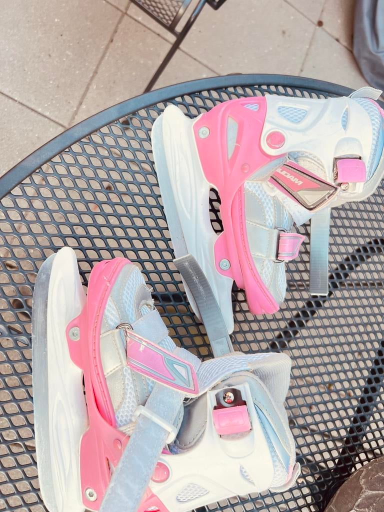 Nijdam Kinderschaatsen en glij-ijzers roze, Sport en Fitness, Schaatsen, Ophalen, Gebruikt, Overige typen, Nijdam