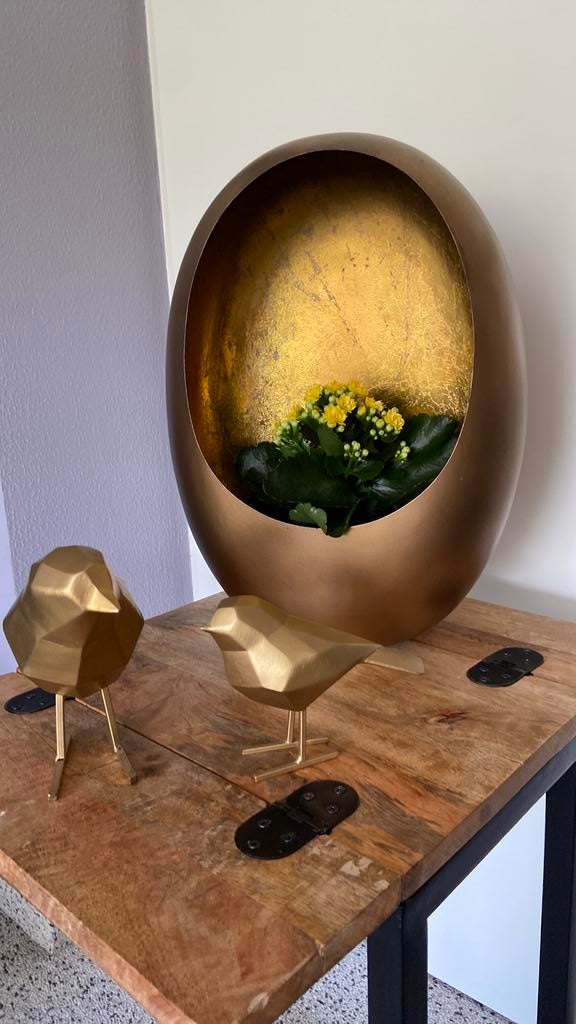 Koper/ messing decoratie kandelaar/ vogeltjes, Ophalen, Zo goed als nieuw