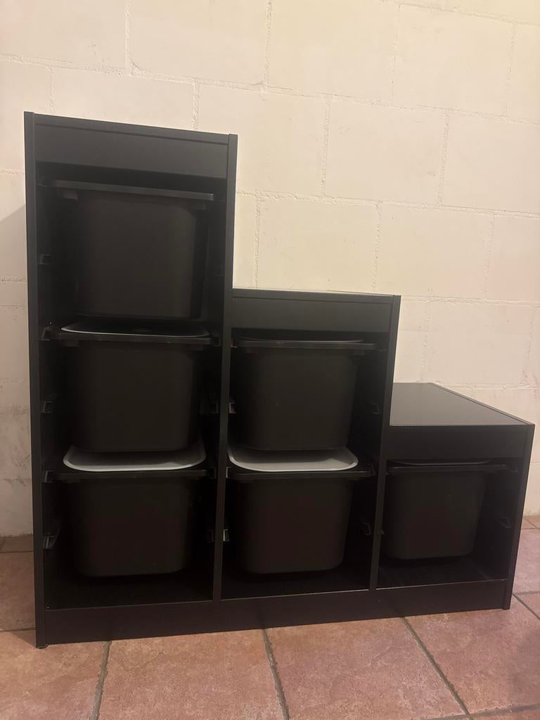 Zwarte IKEA trofast kast met 6 bakken, Ophalen of Verzenden, Gebruikt
