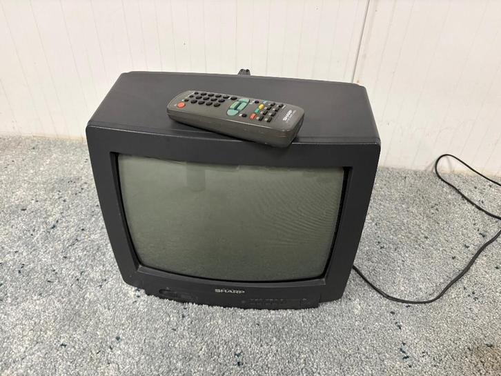 Sharp 14 inch CRT tv + remote jaren 90, Audio, Tv en Foto, Vintage Televisies, Gebruikt, Minder dan 40 cm, Sharp, Ophalen of Verzenden