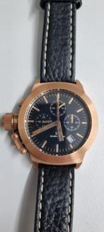 Danish Design horloge rosé kast met zwart leren band, Overige merken, Overige materialen, Leer, Polshorloge