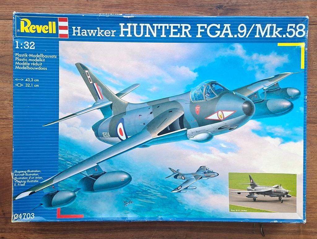 Revell 1/32 Hawker Hunter Fga9/mk.58 + flightpath detail set, Revell, Nieuw, Ophalen of Verzenden, Groter dan 1:72