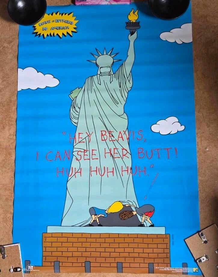 Vintage 90s Verkerke Poster: Beavis and Butt-head Do America, Verzamelen, Posters, Ophalen of Verzenden, Film en Tv