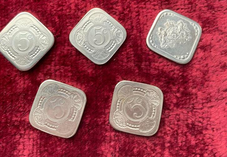 Collectie Vierkante 5 Cent Munten - Wilhelmina, Postzegels en Munten, Munten | Nederland, Setje, 5 cent, Koningin Wilhelmina, Geboorte of Huwelijk
