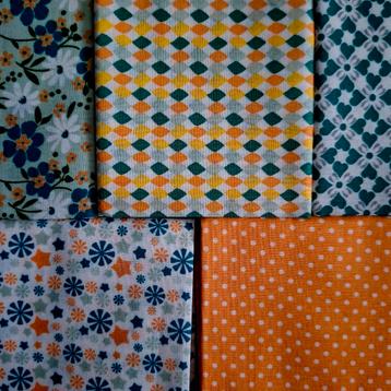 Stofpakket - 4 x  5 Katoenen Lapjes 44x55cm - Nieuw! beschikbaar voor biedingen