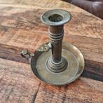 Antieke Messing Kandelaar met Vingergreep, Ophalen of Verzenden, Koper of Brons