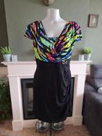 Fuego Woman gekleurde jurk waterval 42 Gratis Verzenden !, Verzenden, Zwart, Maat 42/44 (L), Zo goed als nieuw