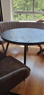 Zwarte Mangohout Eettafel Rond - 120cm, Huis en Inrichting, Ophalen