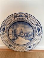 Delfsblauw Wandbord Winterlandschap 25 cm, Ophalen of Verzenden