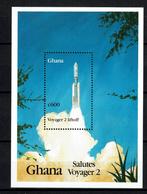 ghana 1990 pf blok voyager 2 ruimtevaart space, Ophalen of Verzenden, Postfris, Overige thema's