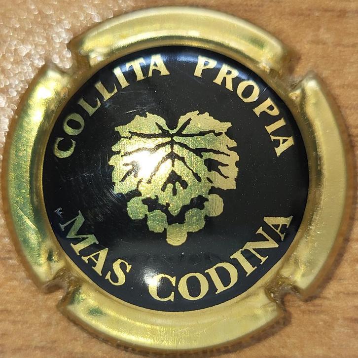Spaanse cavacapsule MAS CODINA zwart & goud nr. 02e, Verzamelen, Wijnen, Nieuw, Overige typen, Spanje, Ophalen of Verzenden