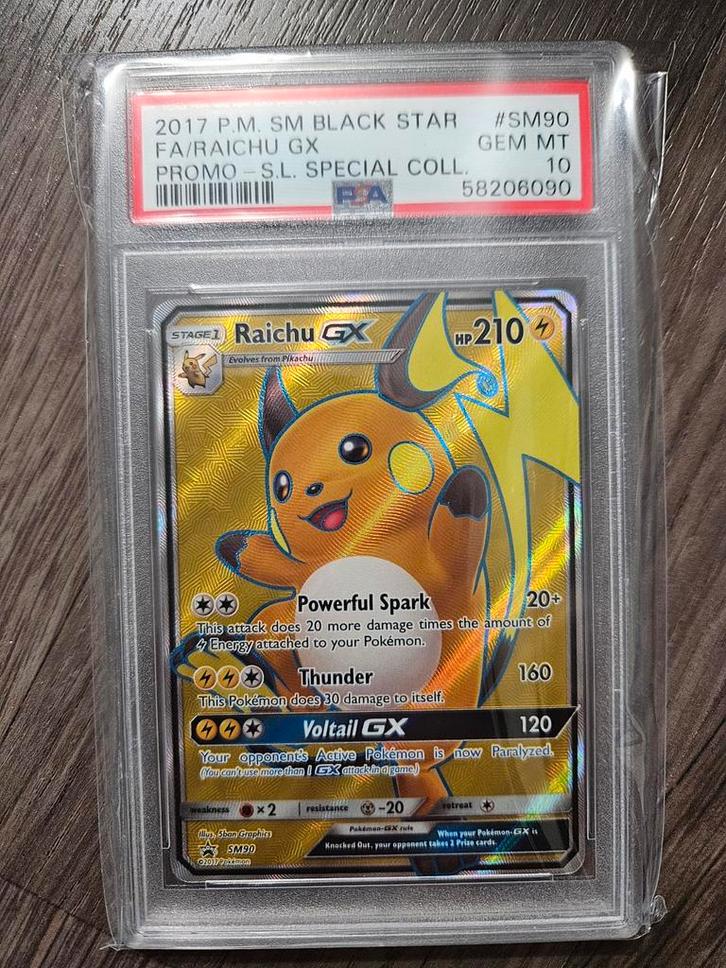 Raichu GX SM90 PSA 10 - Promo Kaart!, Hobby en Vrije tijd, Verzamelkaartspellen | Pokémon, Zo goed als nieuw, Losse kaart, Foil