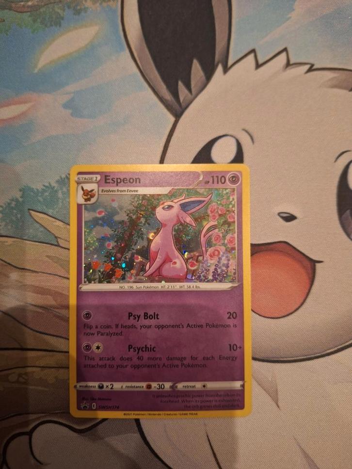 Espeon (SWSH 174)
SWSH Black Star Promos, Hobby en Vrije tijd, Verzamelkaartspellen | Pokémon, Nieuw, Losse kaart, Foil, Verzenden