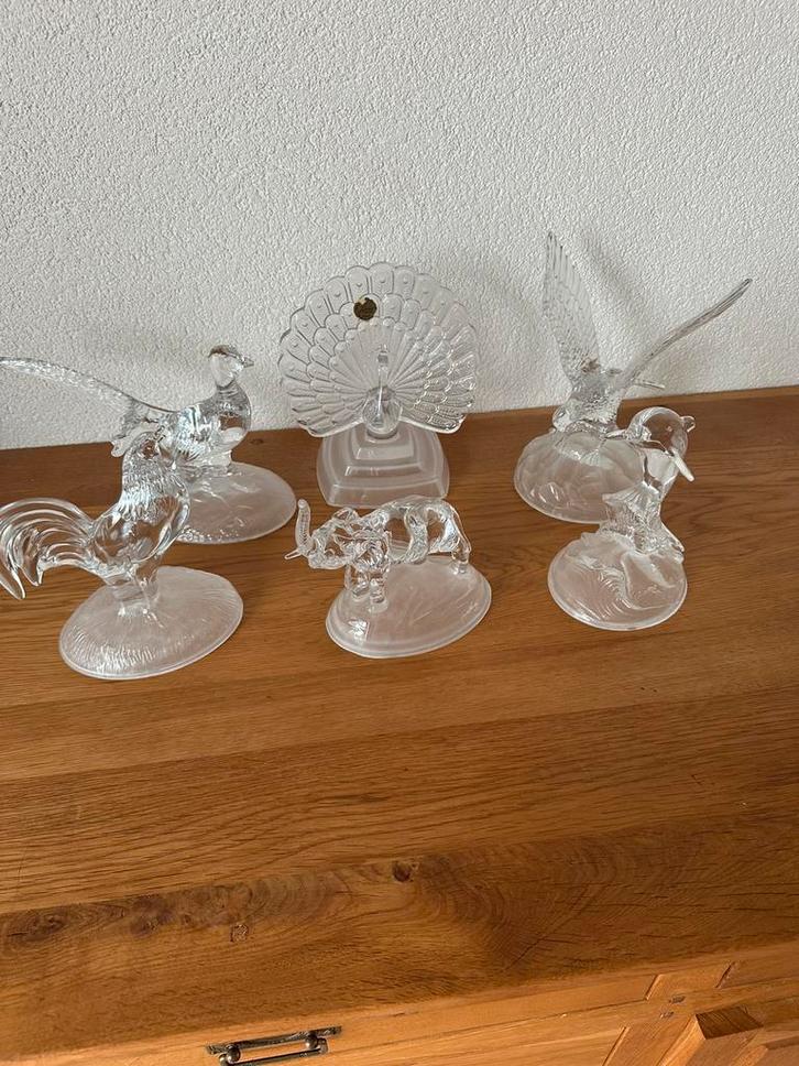 Verzameling van Zes Glazen  Dieren  figuren, Antiek en Kunst, Antiek | Glas en Kristal, Ophalen of Verzenden