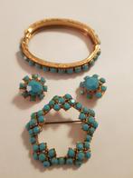 Sieradenset oorbellen,armband en broche, Ophalen of Verzenden, Zo goed als nieuw, Goud, Overige materialen