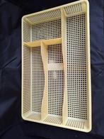 Vintage Gele Plastic Bestekbak Met Gaasontwerp, Ophalen