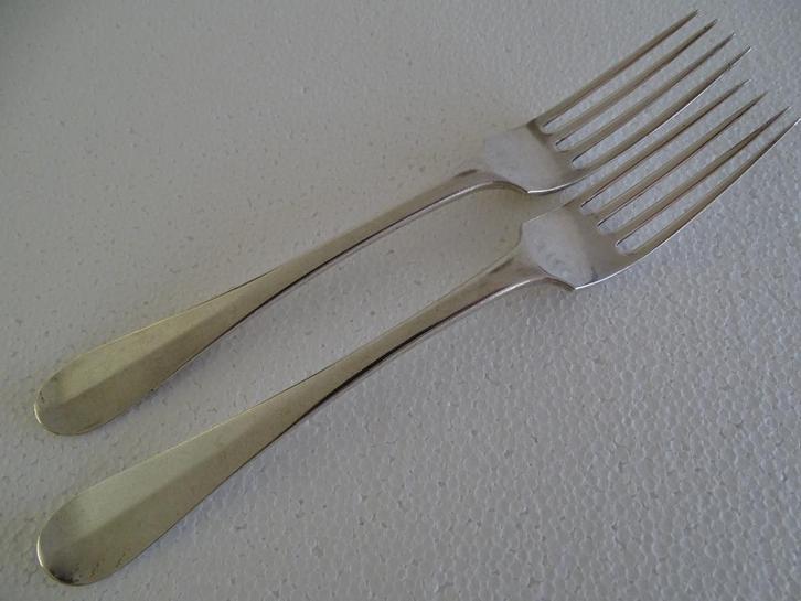 Zilver 2x tafelvork/diner vork Helweg Hollands Glad antiek, Antiek en Kunst, Antiek | Bestek, Ophalen of Verzenden