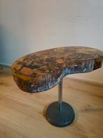 Uniek bijzettafeltje herfstbladeren resin / epoxy, Minder dan 55 cm, Rond, Zo goed als nieuw, Ophalen