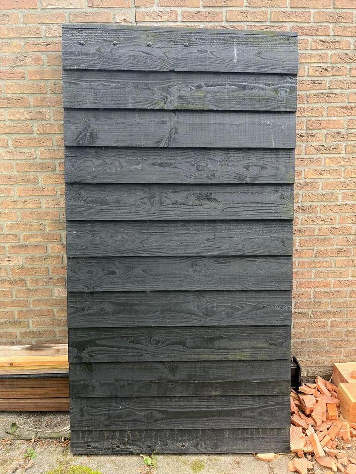 Zwarte Douglas Houten Poort - Incl. Hang- en Sluitwerk, Tuin en Terras, Tuinhekken en Hekwerk, Zo goed als nieuw, Ophalen of Verzenden