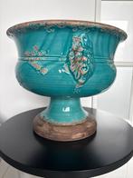 Turquoise aardenwerk schaal op voet, merk Bizziri, Ophalen, Overige stijlen, Aardewerk, Schaal of Schalen