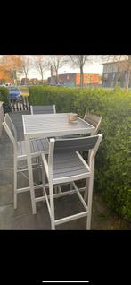 Ikea bartafel met 4 stoelen aluminium met gebruiksporen, Tuin en Terras, Tuinsets en Loungesets, Tuinset, Eettafel, Gebruikt, Ophalen of Verzenden