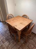 Houten Eettafel met 4 Stoelen, Ophalen, Gebruikt, 4 tot 6 stoelen