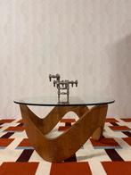 Vintage salontafel hout glas space age retro mid century, Huis en Inrichting, Tafels | Salontafels, 50 tot 100 cm, Vintage, 50 tot 100 cm