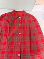 Vintage rode wollen mantel jas cape poncho met ruit L 100cm, Ophalen of Verzenden, Zo goed als nieuw, H, H