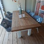 Hartman Yasmani tafel 240cm white met 6 Delphine riva blue, Ophalen, 6 zitplaatsen, Tuinset, Eettafel