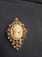 Vintage Camee Broche met Strass, Overige materialen, 4 tot 7 cm, Beige, Nieuw