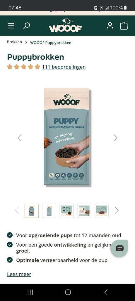 Wooof puppy voer (+/- 13kg), Dieren en Toebehoren, Dierenvoeding, Hond, Ophalen of Verzenden