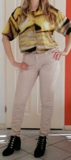 Le Caviar vintage 80's blouse geel & bruin zebraprint 34814, Maat 38/40 (M), Bruin, ., Ophalen of Verzenden