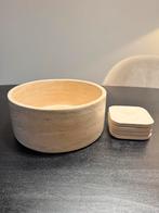 Mooisa Travertin schaal & onderzetters travertine, Ophalen of Verzenden, Zo goed als nieuw, Glas of Kopje