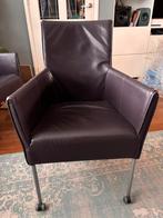 4 leren donker paarse design stoelen eetkamer, Huis en Inrichting, Stoelen, Ophalen, Gebruikt, Overige kleuren, Leer