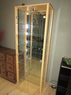 Vitrinekast / vitrine beukenhout, 7 planken, met verlichting, Huis en Inrichting, Ophalen, Met deur(en), 50 tot 100 cm, Zo goed als nieuw
