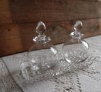 Boudoir set kristal onderschaal 2 parfumflesjes met stop, Ophalen of Verzenden